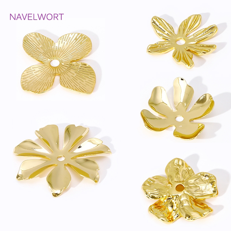 Embellishment Crafts - أغطية خرز كبيرة مطلية بالذهب عيار