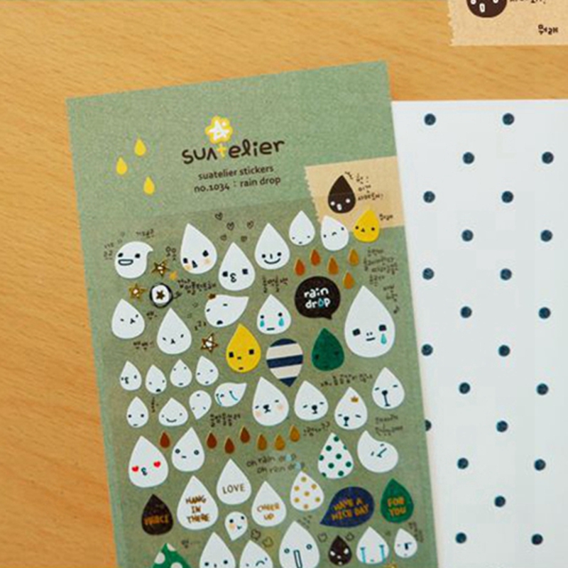 Embellishments For Scrapbooking - كوريا Suatelier قطرة المطر ملصقات رقم