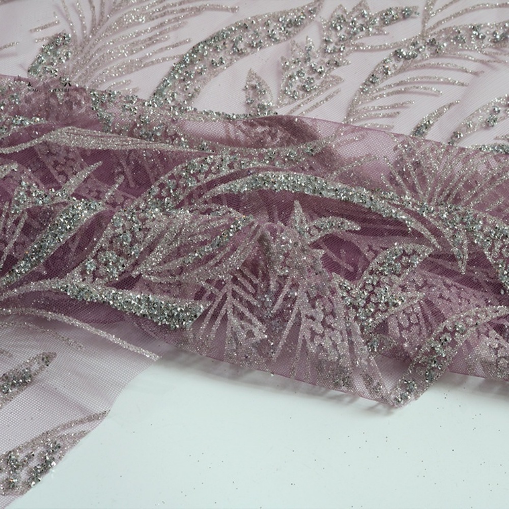 10 أنواع من قماش الشبك المطرز  - مراجعة Crystal Mesh Fabric وسعره